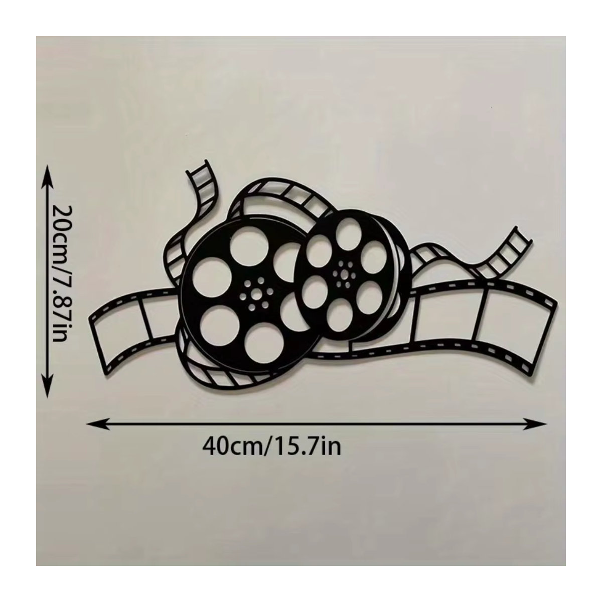Vintage Filmrolle Wanddekoration aus Metall in Schwarz von CIFBUY für Heimkino und Kinderzimmer - Bild 2