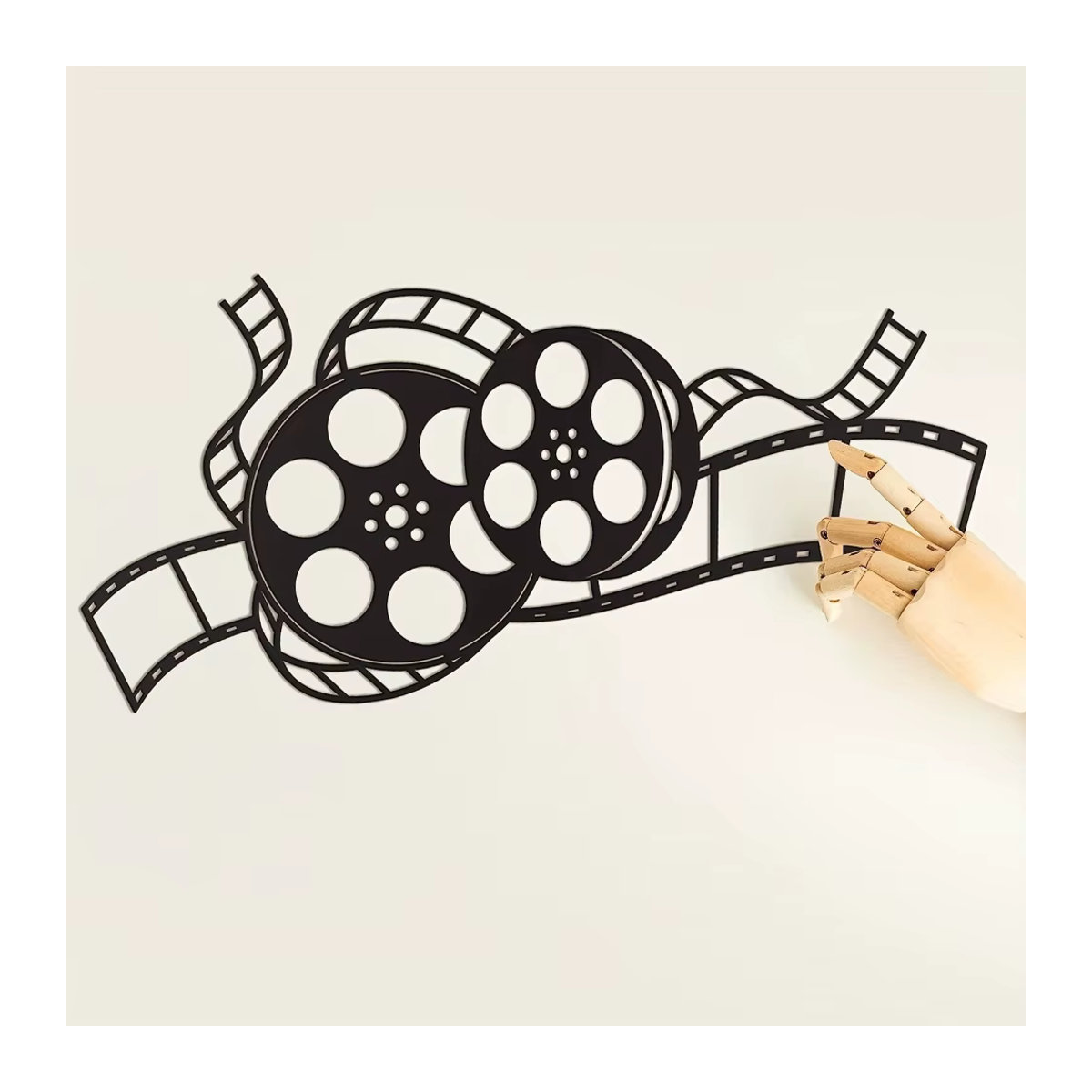 Vintage Filmrolle Wanddekoration aus Metall in Schwarz von CIFBUY für Heimkino und Kinderzimmer - Bild 5