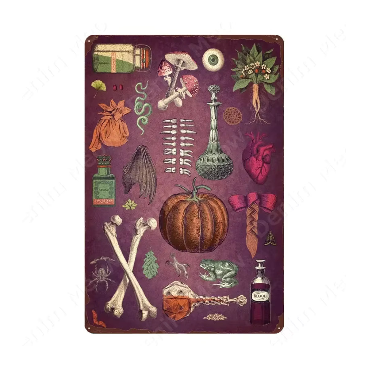 Vintage Halloween Metall Zinn Wanddekoration mit Kürbis Monster in Multicolor, B: 30 cm, H: 20 cm - Bild 2