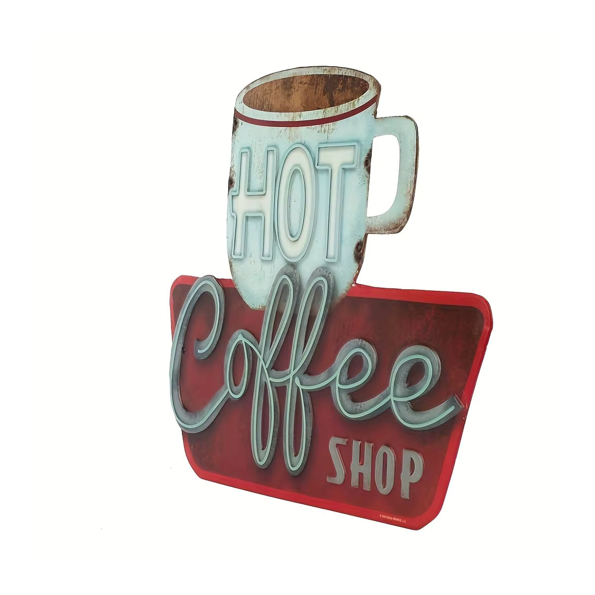 Vintage Holzschild für Kaffeetassen in Weiß, Wanddekoration für Küche und Café, B/H/T: 25,0 x 20,0 x 1,0 cm - Bild 2