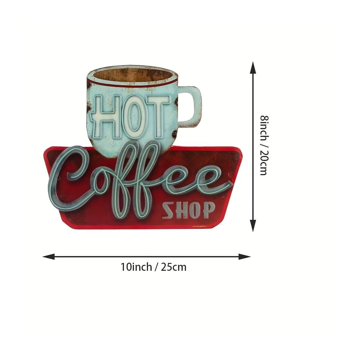 Vintage Holzschild für Kaffeetassen in Weiß, Wanddekoration für Küche und Café, B/H/T: 25,0 x 20,0 x 1,0 cm - Bild 4