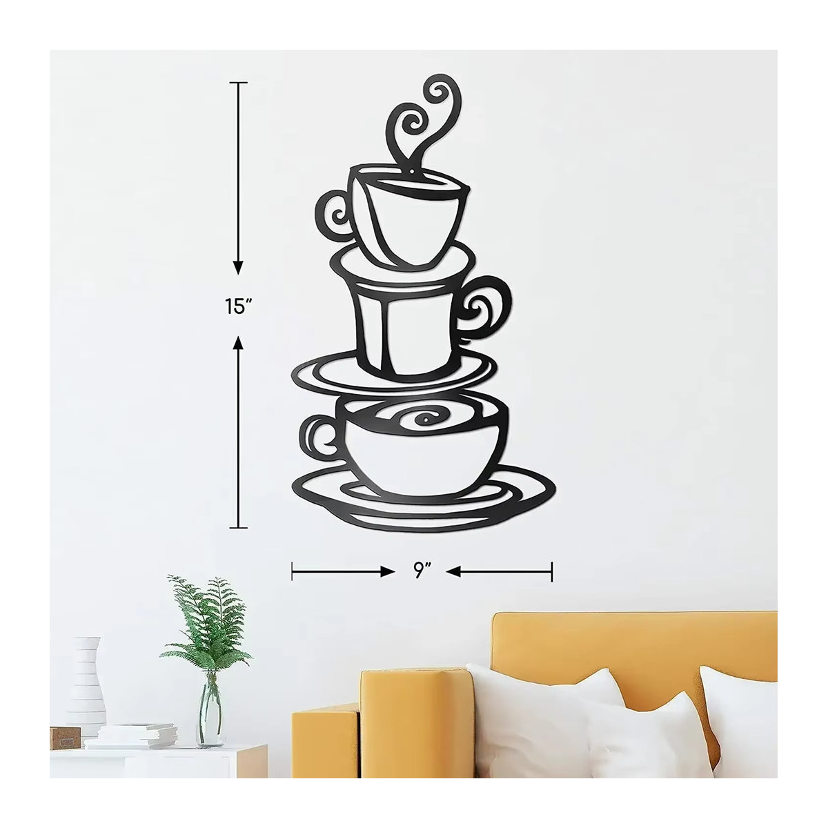Vintage Kaffee Wandkunst aus Metall von CIFBUY in Schwarz, Rechteckig, Breite: 38,1 cm, Höhe: 38,1 cm - Bild 2