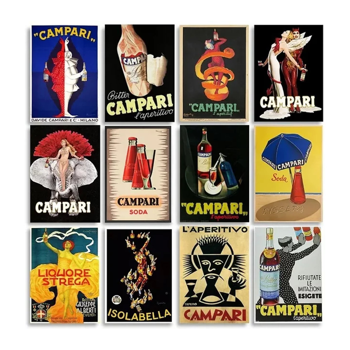 Vintage Leinwand Wandkunst Campari Champagner Absinth Poster für deine Home Bar Dekoration in Multicolor - Bild 1