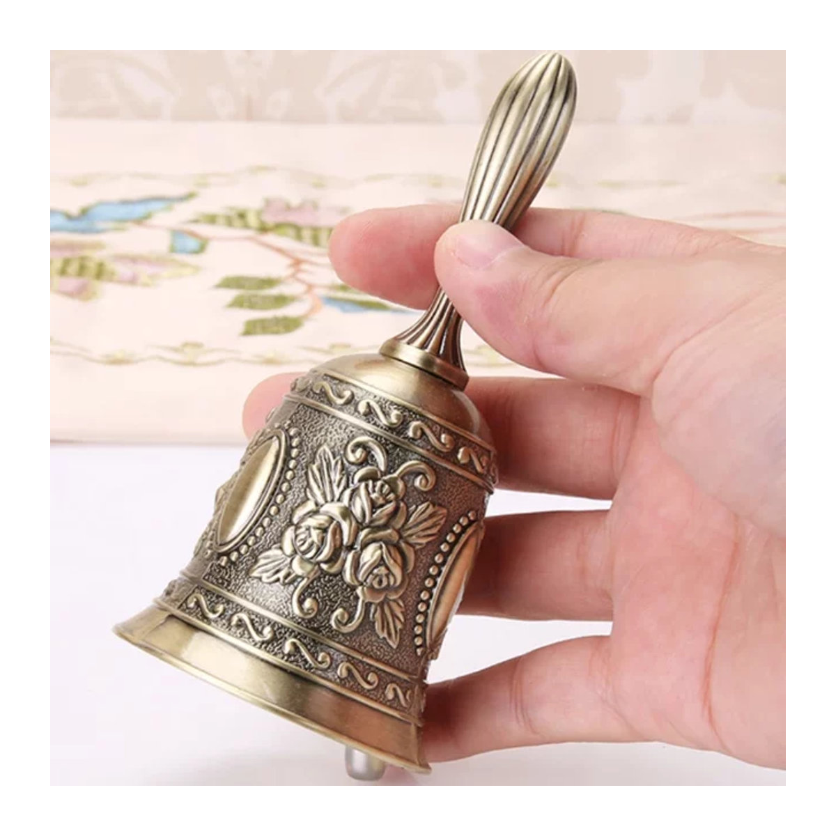 Vintage Metall Handglocke in Silbergrau für Dekoration und besondere Anlässe - Bild 1
