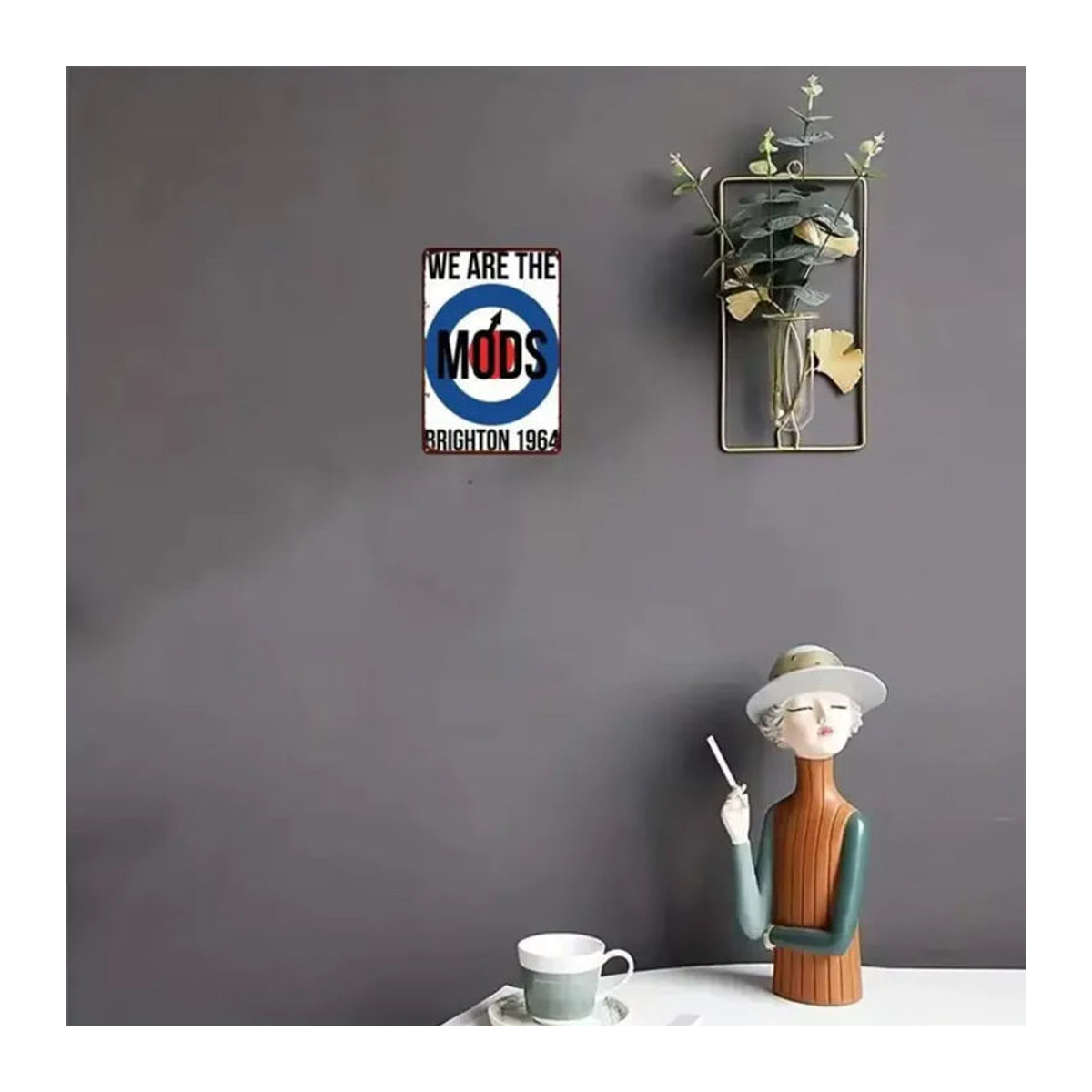 Vintage Metall-Wandkunst We Are Mods 1964 Retro Blechschild von CIFBUY in Weiß, Rechteckig, B: 30 cm, H: 20 cm, T: 20 cm - Bild 4