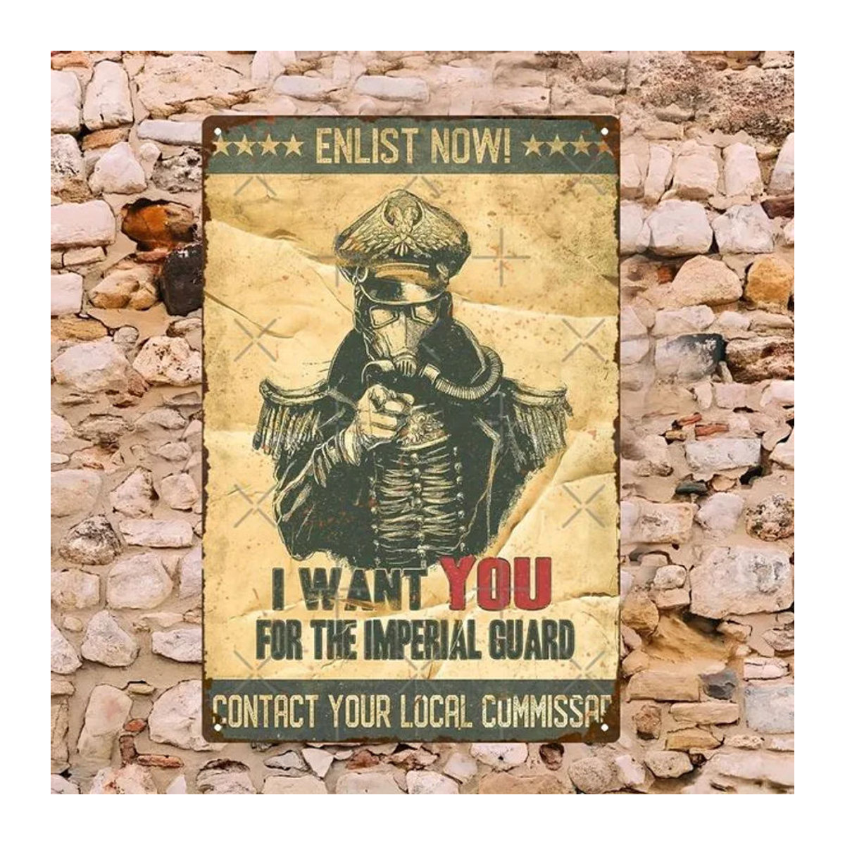 Vintage Napoleon Französisches Poster von CIFBUY als Aluminium-Schild mit Kaiserliche Garde Emblem in Rot und Beige, B: 20,32 cm, H: 30,48 cm - Bild 1
