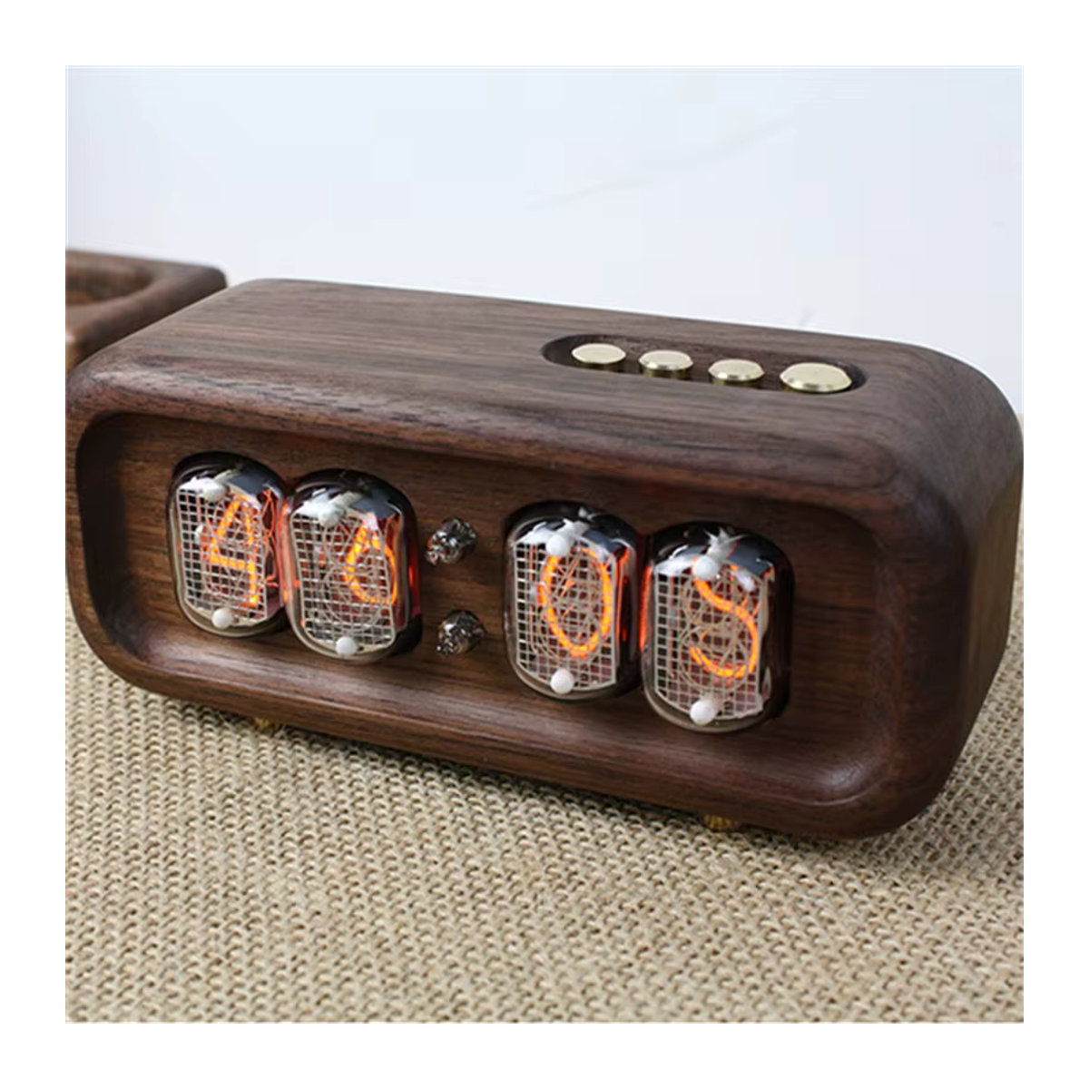 Vintage Nixie-Uhr aus Schwarznuss Massivholz als elektronische Digitalröhren-Tischuhr - Bild 2