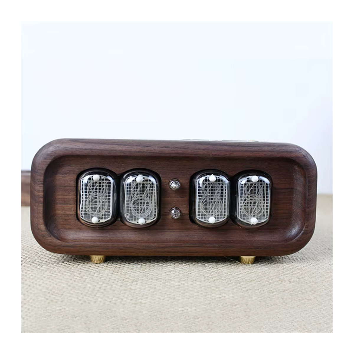 Vintage Nixie-Uhr aus Schwarznuss Massivholz als elektronische Digitalröhren-Tischuhr - Bild 4