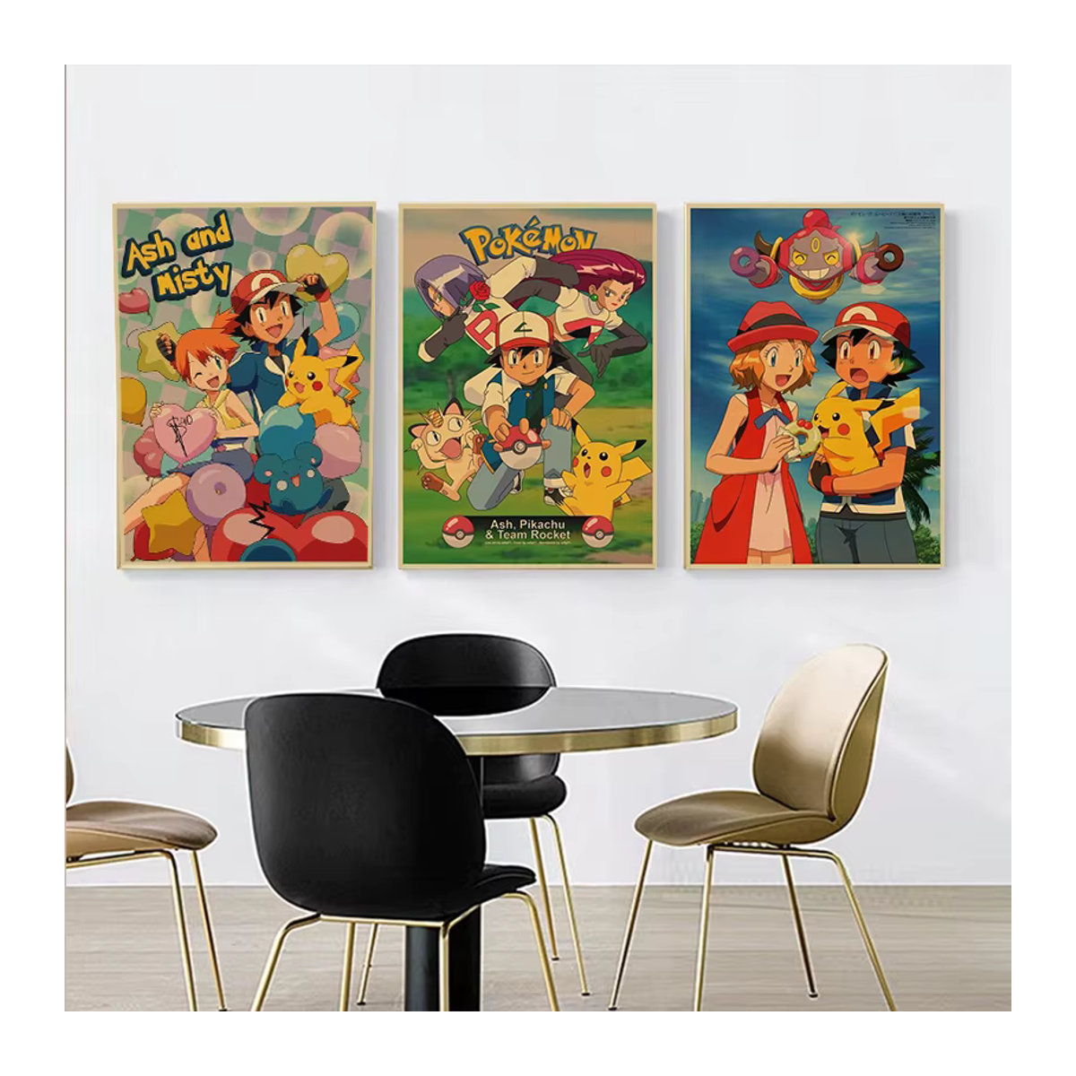 Vintage Pokemon Wandbild mit Pikachu, Squirtle und Bulbasaur als Leinwanddruck von Keeppley in mehrfarbigem Design für die Kinderzimmer Dekoration - Bild 2