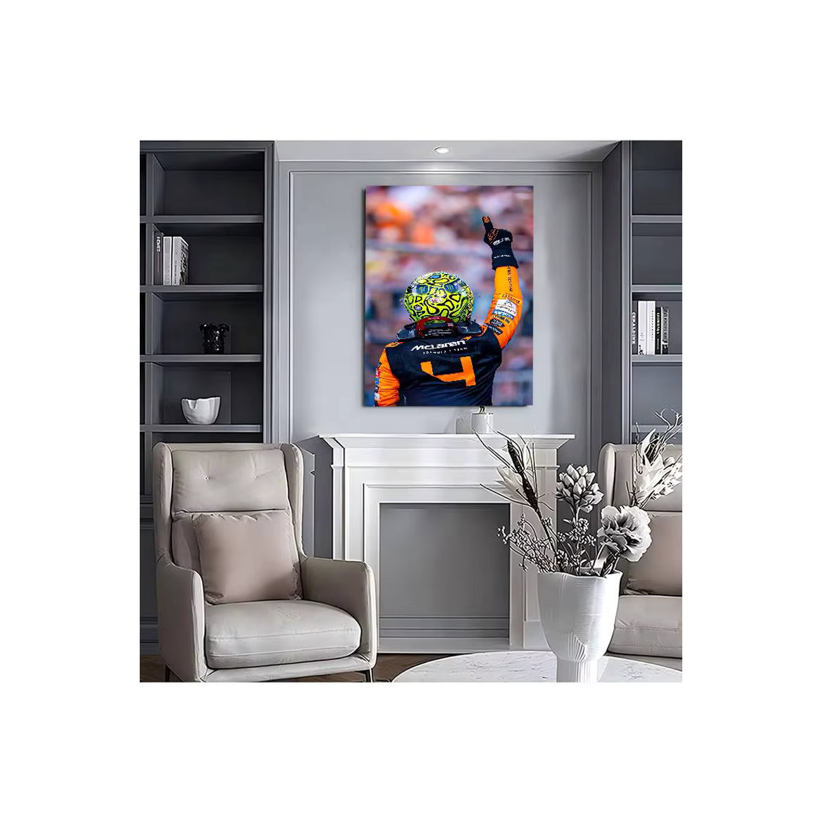 Vintage Rennwagen Wandkunst Poster mit Lando Norris Motiv, Mehrfarbiger Ästhetischer Kunstdruck aus Papier für dein Zuhause oder Café, Hochformat und Rahmenlos - Bild 6