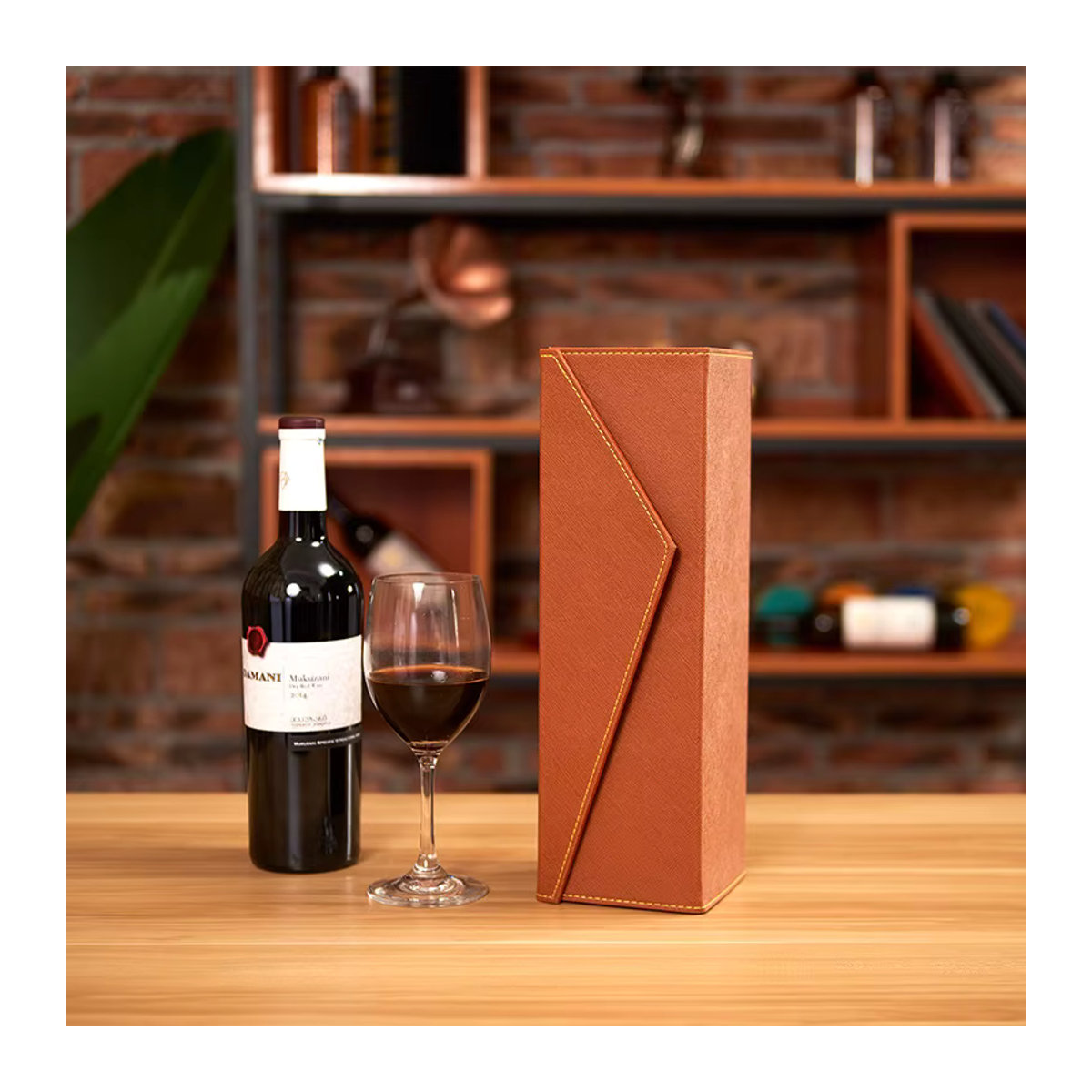 Vintage Rotwein Geschenkbox aus PU-Leder in geometrischem Design - Bild 2