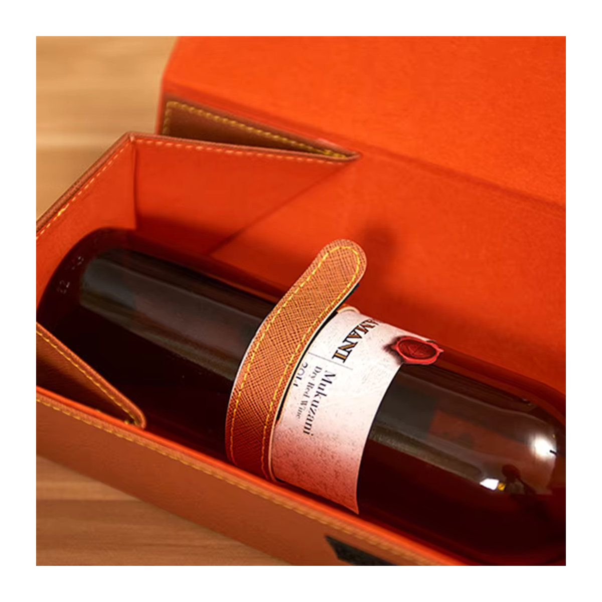 Vintage Rotwein Geschenkbox aus PU-Leder in geometrischem Design - Bild 3