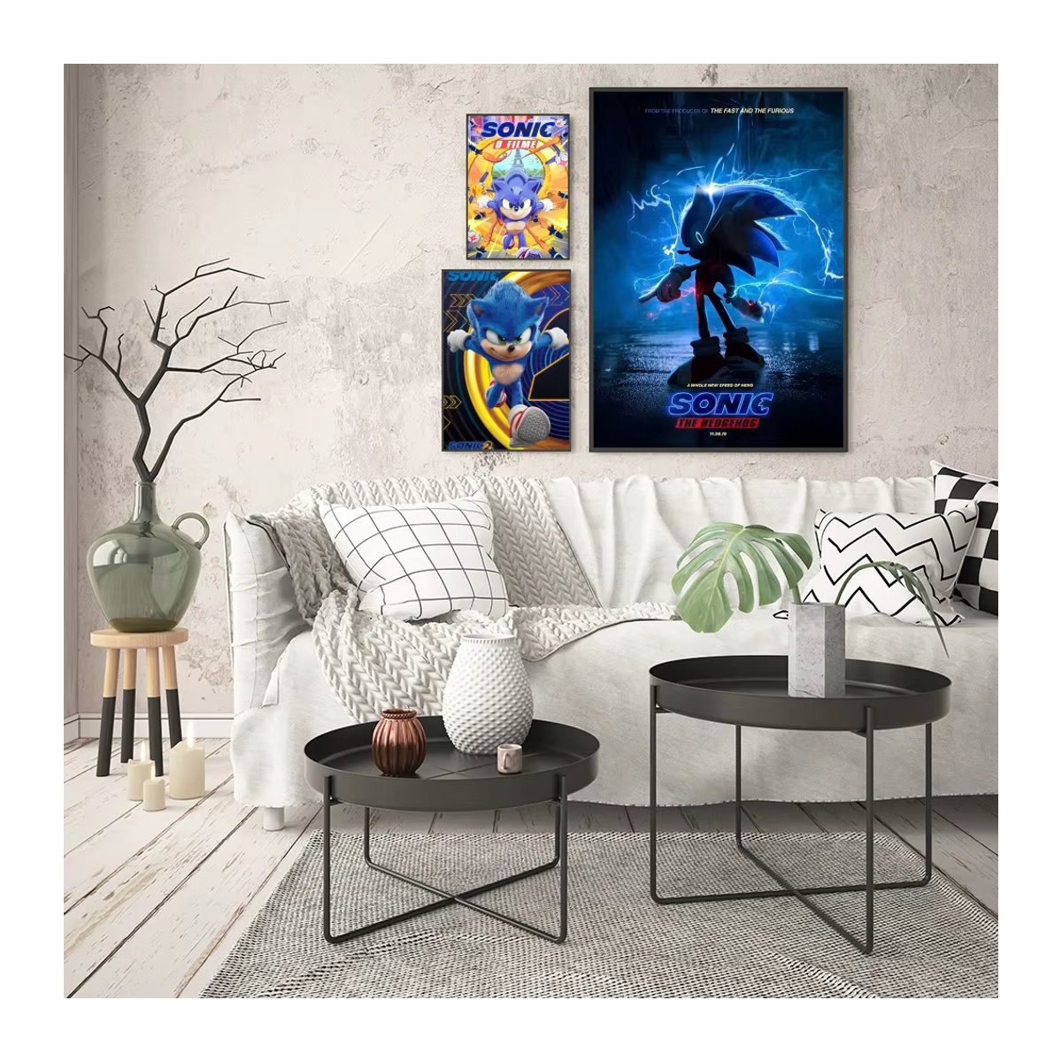 Vintage Sonic Filmplakat als ästhetische Wandmalerei im Hochformat, mehrfarbig und rahmenlos auf Papier - Bild 2