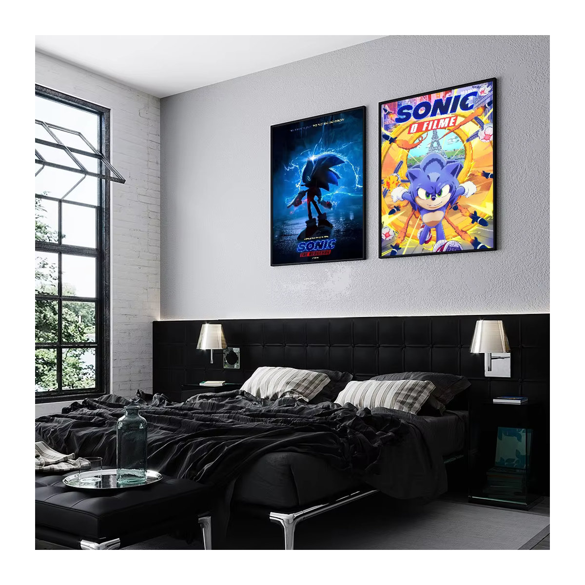 Vintage Sonic Filmplakat als ästhetische Wandmalerei im Hochformat, mehrfarbig und rahmenlos auf Papier - Bild 3