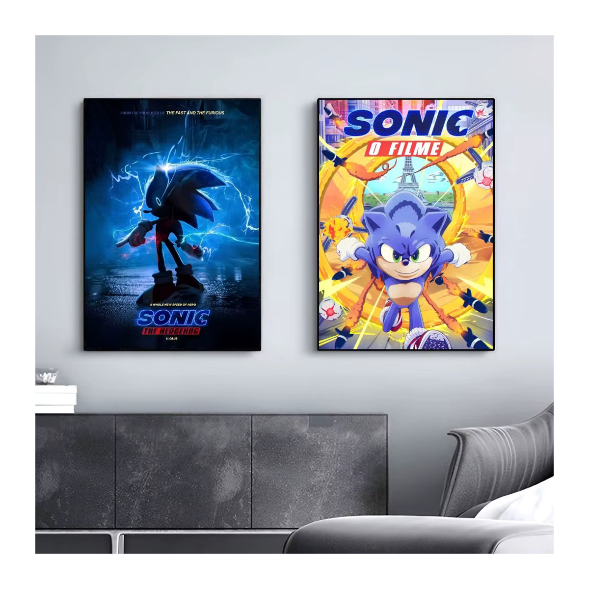 Vintage Sonic Filmplakat als ästhetische Wandmalerei im Hochformat, mehrfarbig und rahmenlos auf Papier - Bild 5