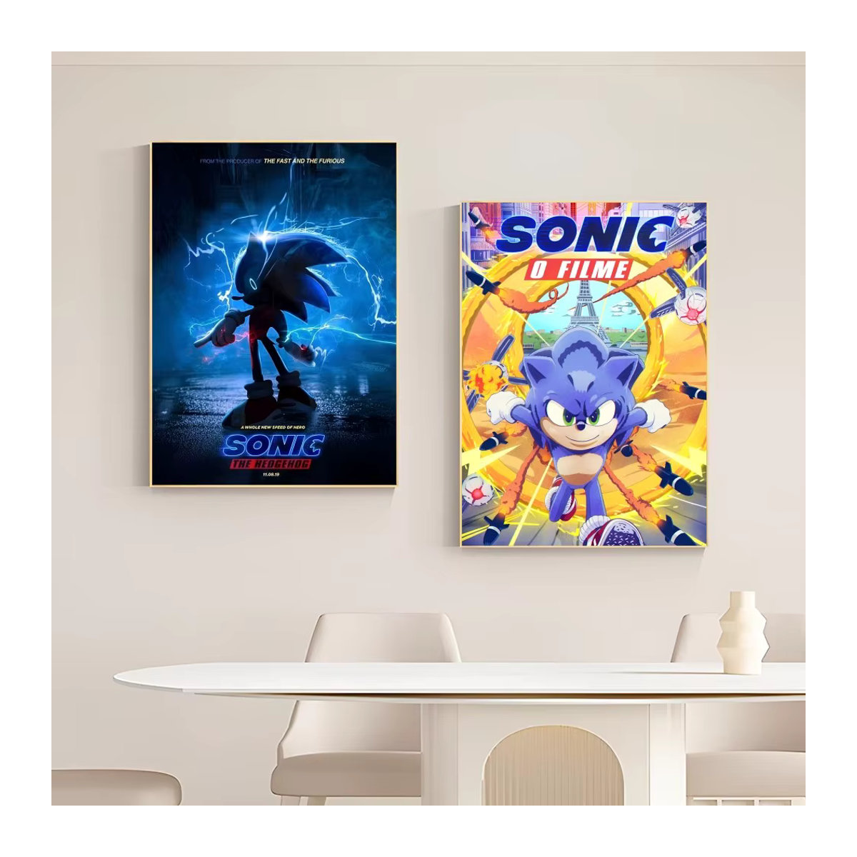 Vintage Sonic Filmplakat als ästhetische Wandmalerei im Hochformat, mehrfarbig und rahmenlos auf Papier - Bild 6