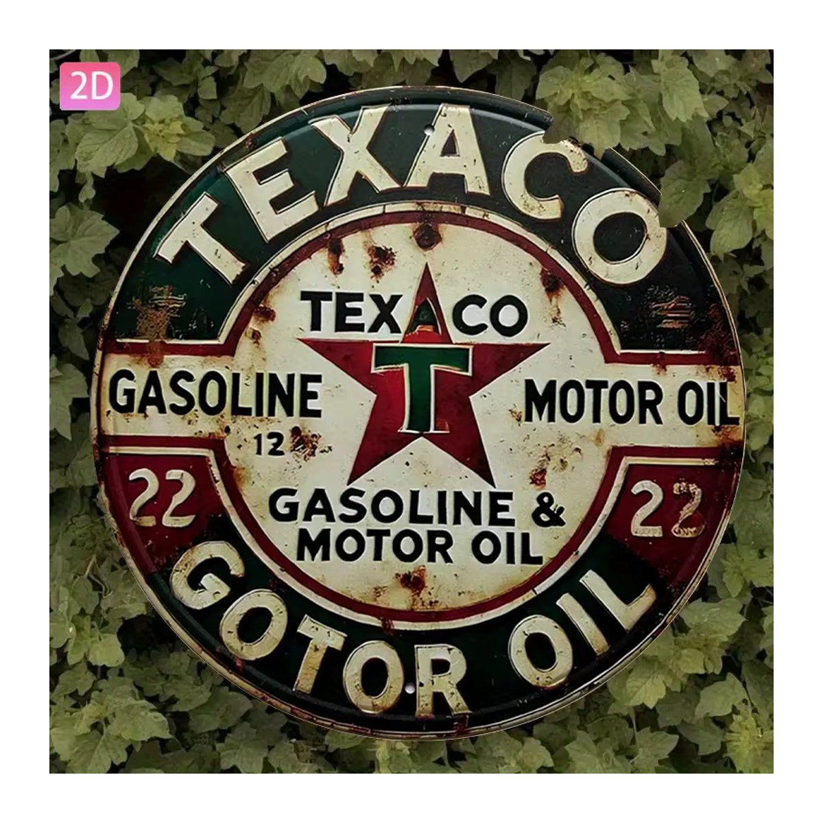 Vintage Texaco Motoröl-Metallschild rund mit Retro-Design in Rot, Weiß und Grün, Durchmesser: 19,7 cm - Bild 5