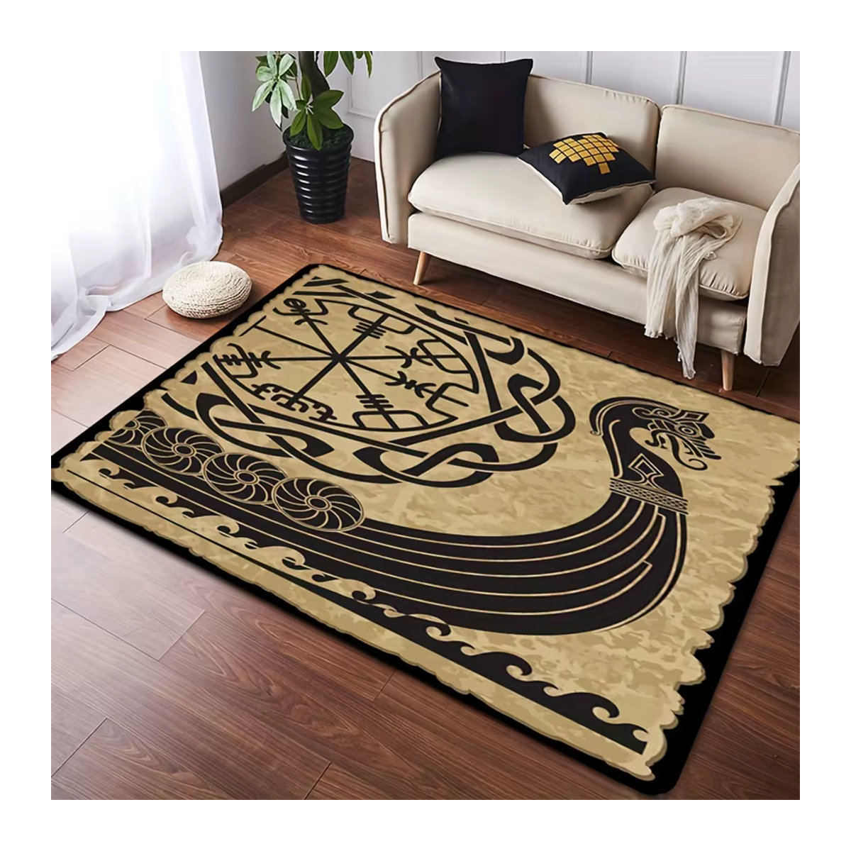 Vintage Viking Rune Teppich Faltenbeständig und Weich für Wohnzimmer, Flur oder Home Office - Bild 3