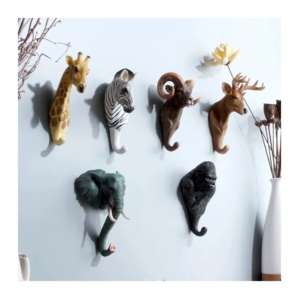 Vintage Wandgarderobe Giraffe aus Harz als dekorativer 3D Tier-Wandhaken - Bild 1