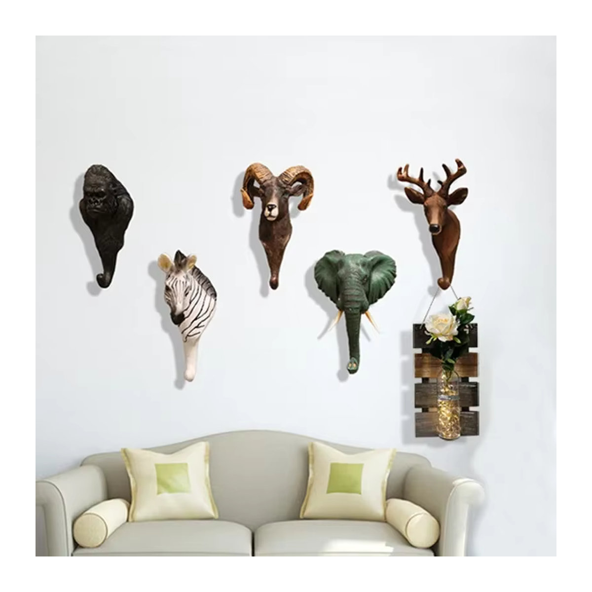 Vintage Wandgarderobe Giraffe aus Harz als dekorativer 3D Tier-Wandhaken - Bild 3