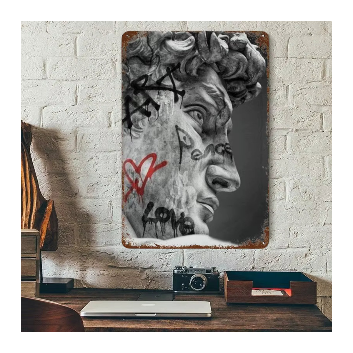 Vintage Wandkunst aus Aluminium mit Graffiti-Motiv Maskierter Mann, Multicolor, B: 30 cm, H: 20 cm - Bild 3