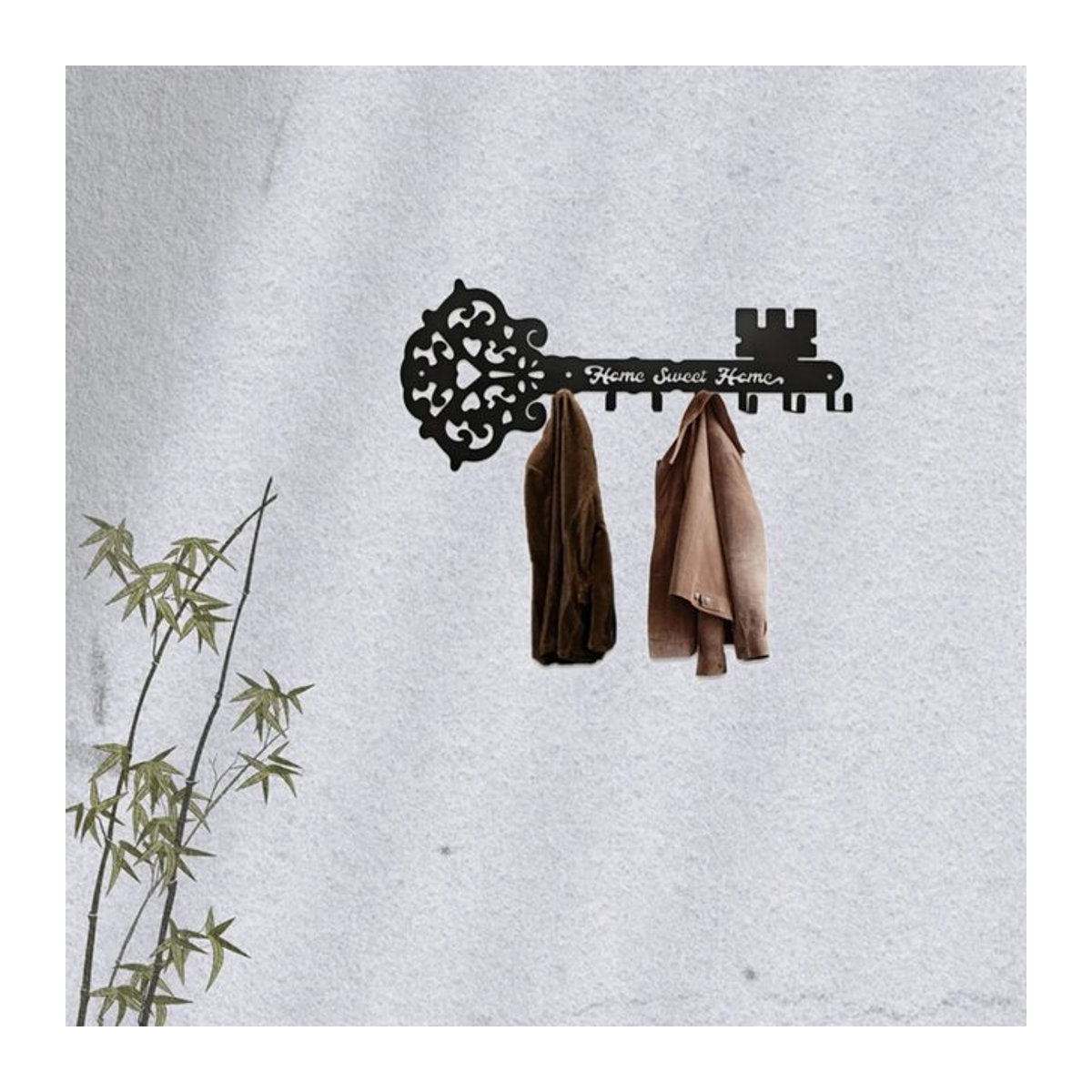 Vintage-Wandregal aus Metall in Schlüsselform mit 7 Haken zur Organisation - Bild 1