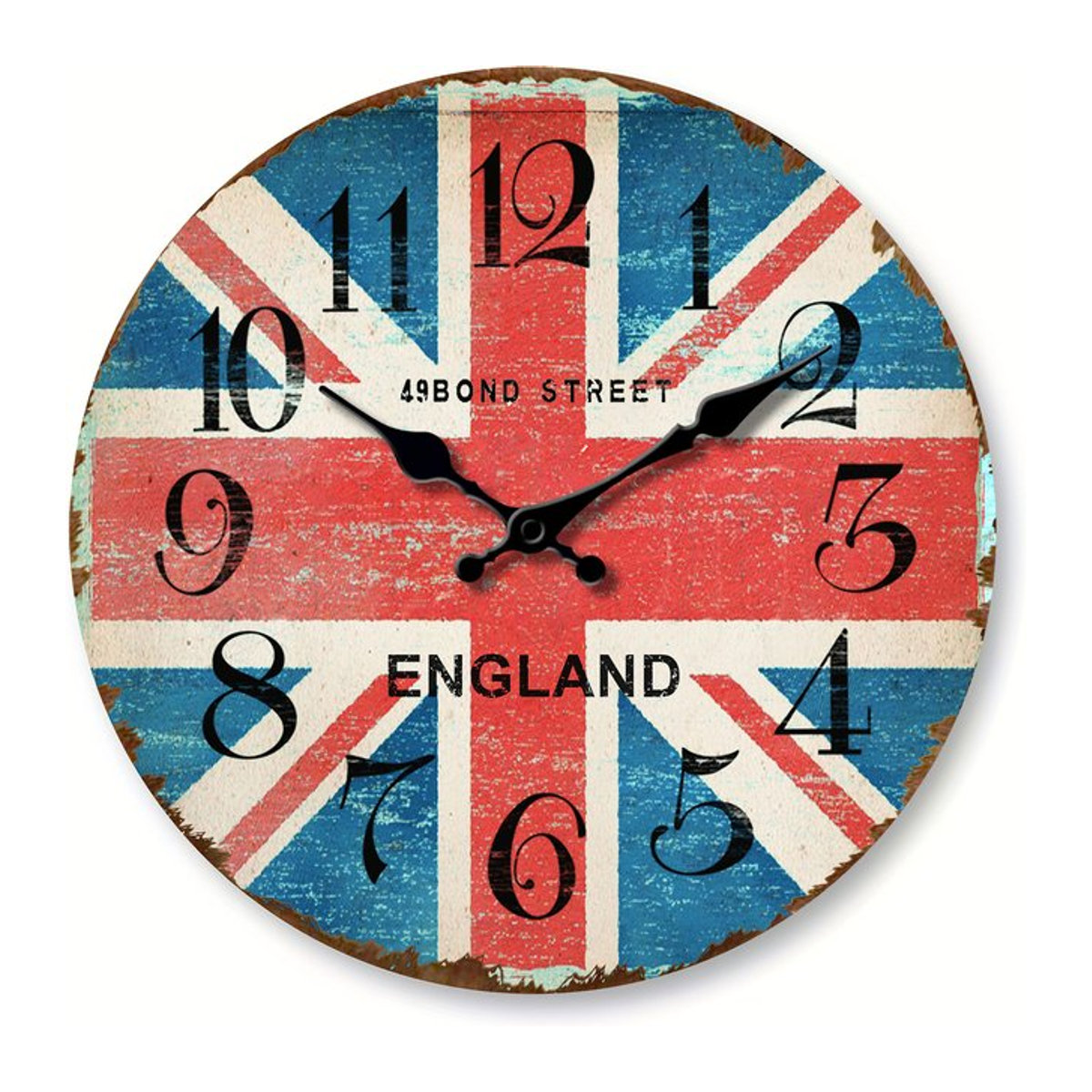 Vintage Wanduhr aus Holz mit Union Jack Design und lautlosem Mechanismus - Bild 1