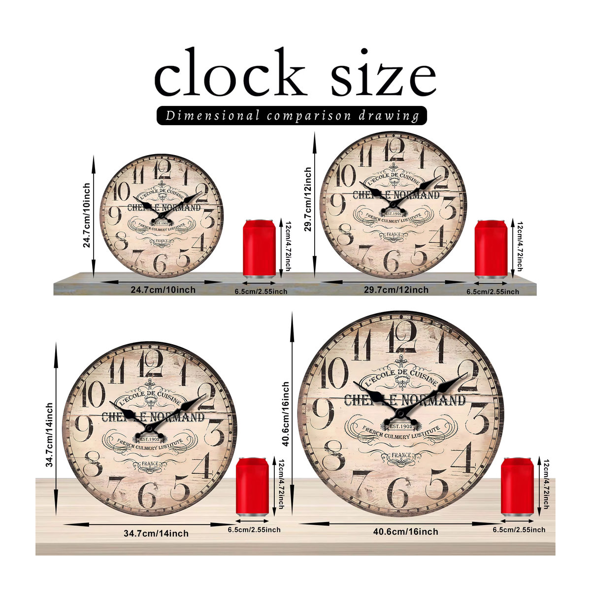 Vintage Wanduhr aus Holzfurnier mit analogem Zifferblatt und leisem Mechanismus in runder Form - Bild 3