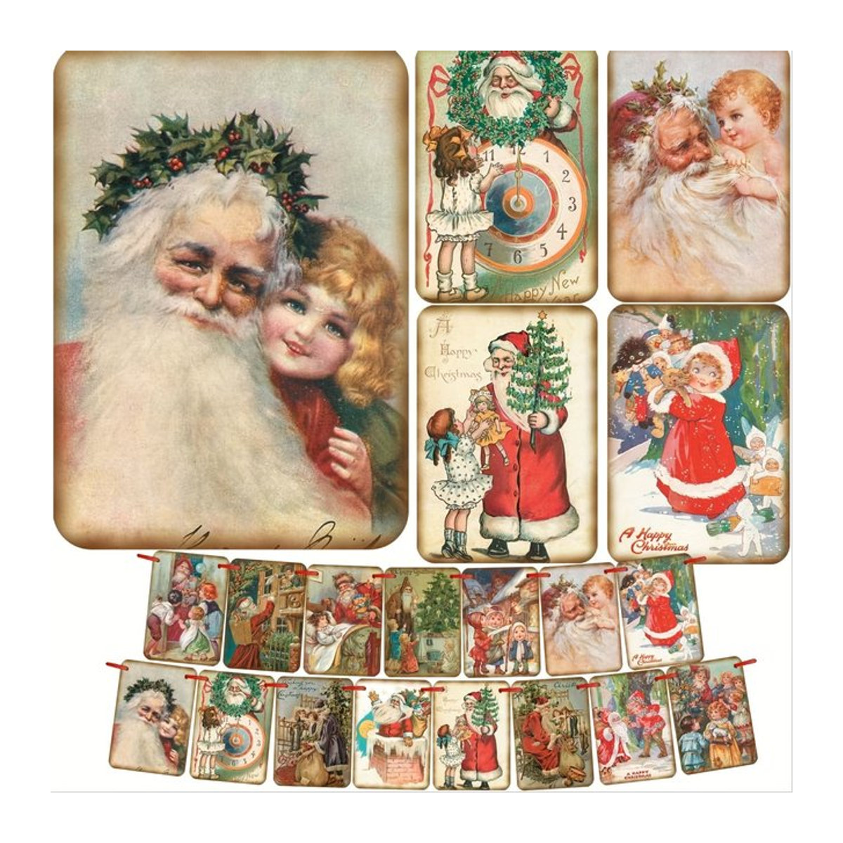 Vintage Weihnachtsbanner mit Santa Claus als traditionelle Dekoration für Zuhause und Büro - Bild 1