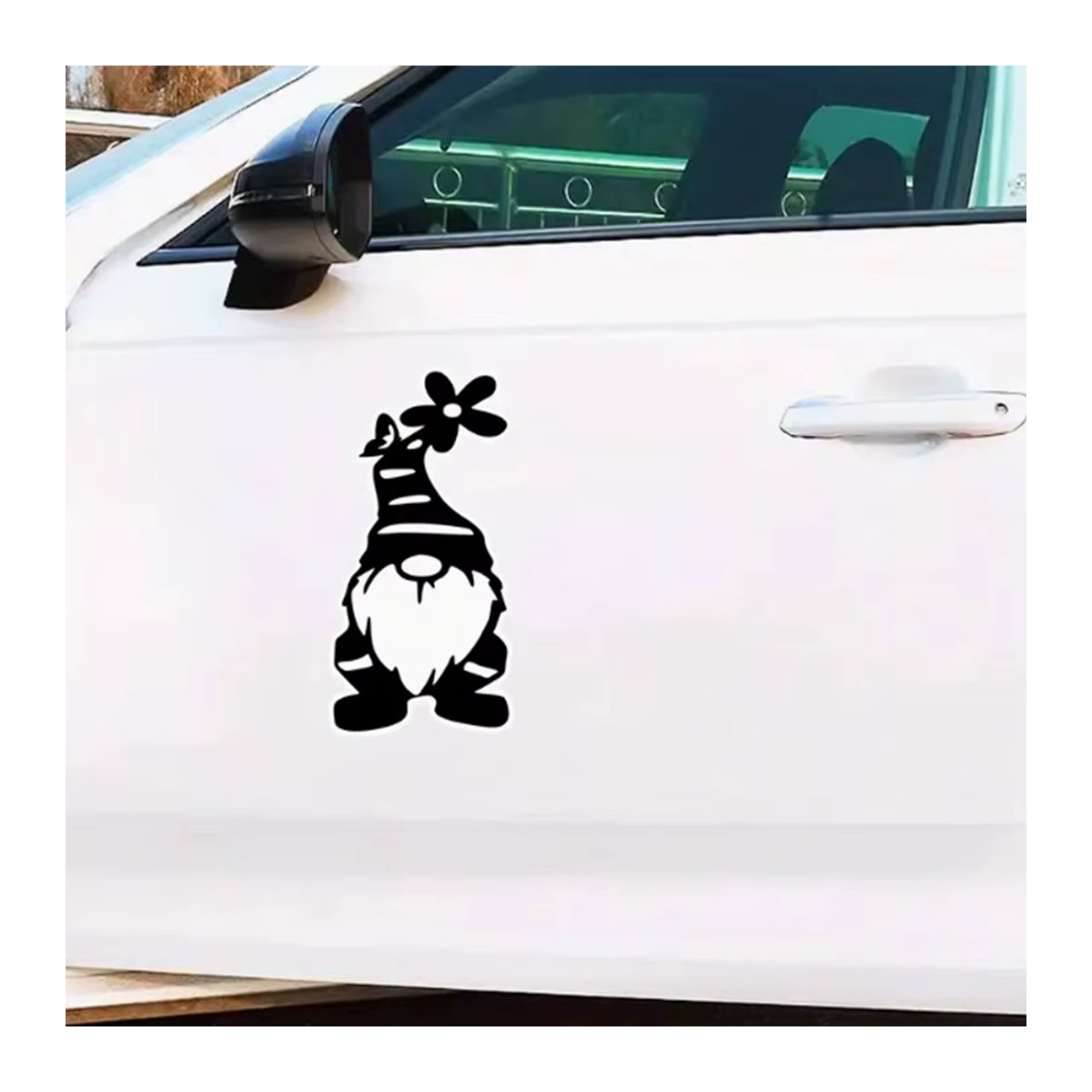 Vinyl Aufkleber Gnom mit Blume in Schwarz für Auto Fenster Wand und Laptop - Bild 2