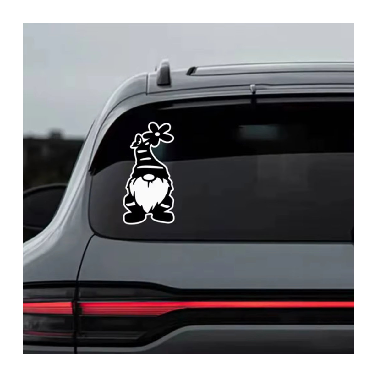Vinyl Aufkleber Gnom mit Blume in Schwarz für Auto Fenster Wand und Laptop - Bild 3