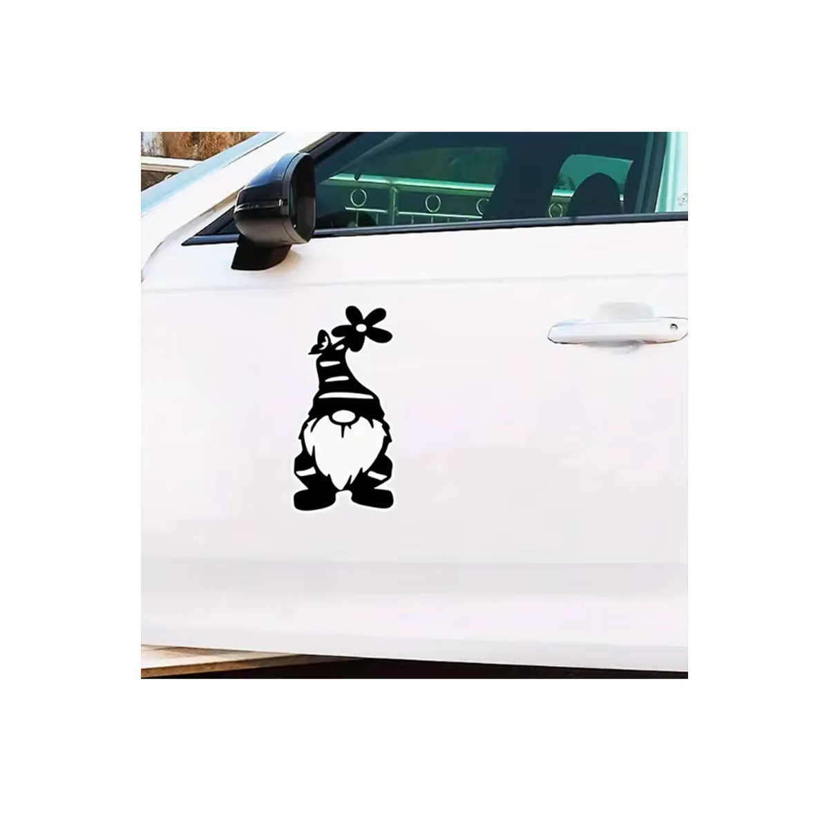 Vinyl Aufkleber Gnom mit Blume in Schwarz für Auto Fenster Wand und Laptop - Bild 5