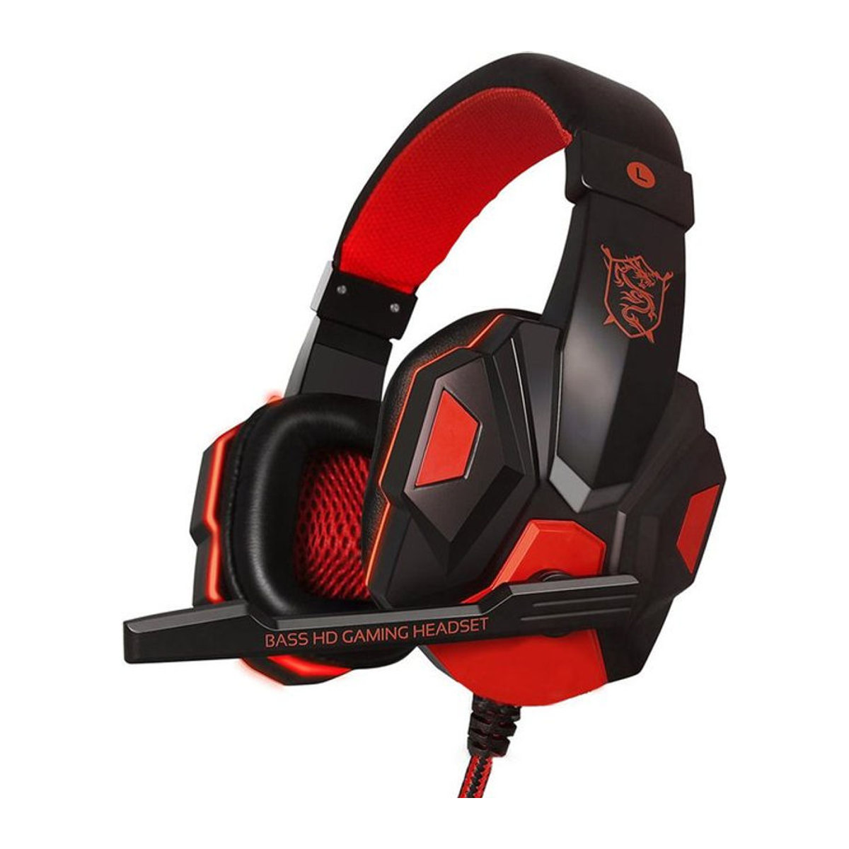 Virwir Kabelgebundenes Gaming-Headset mit 120 Grad verstellbarem Mikrofon und Geräuschunterdrückung für PC, PS4, PS5, Xbox, Smartphone und Laptop in Weiß und Rot - Bild 1