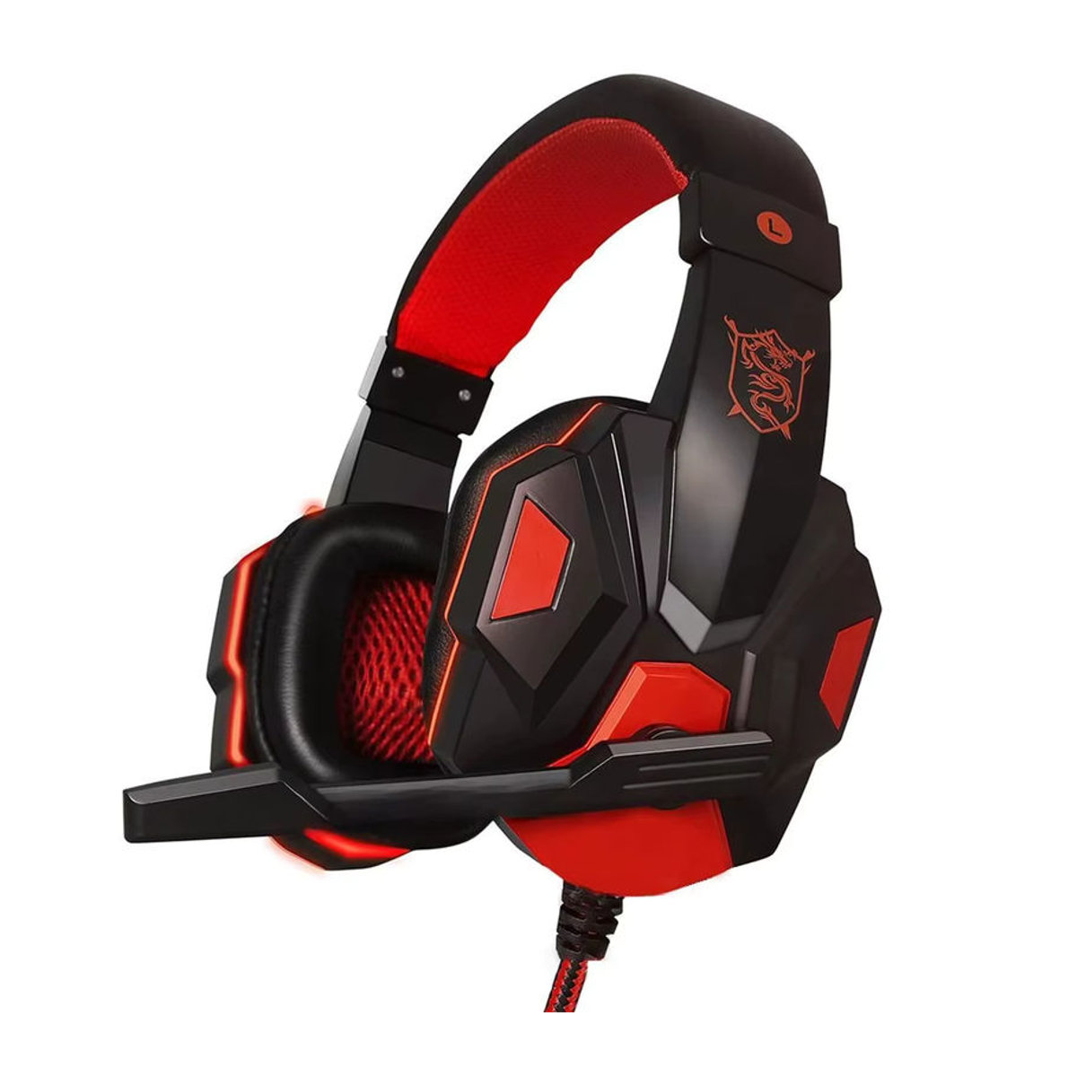 Virwir Kabelgebundenes Gaming-Headset mit 120 Grad verstellbarem Mikrofon und Geräuschunterdrückung für PC, PS4, PS5, Xbox, Smartphone und Laptop in Weiß und Rot - Bild 4
