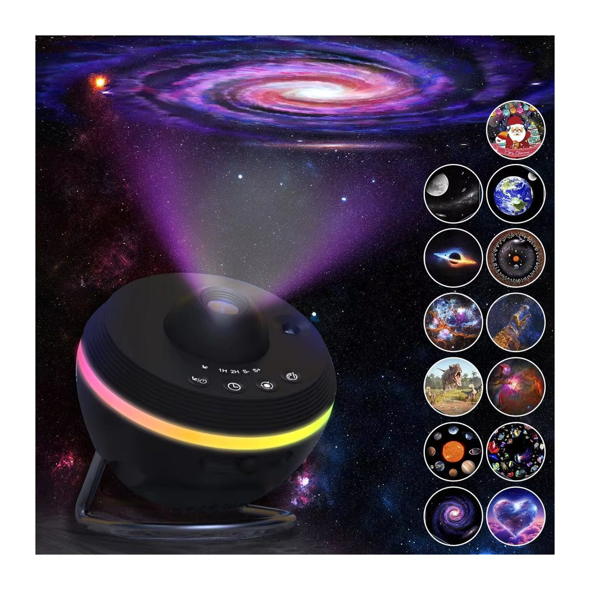 Visason Galaxy Meteor Projektor Nachtlichtlampe Schwarz 360 Grad rotierender 4K HD Sternenprojektor für Kinder und Erwachsene zur Raumdekoration - Bild 6
