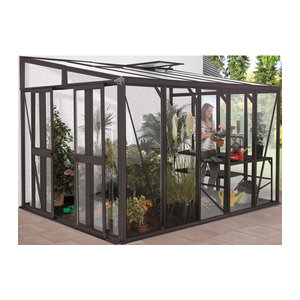 Vitavia Anlehn-Gewächshaus Helena in Schwarz oder Grau mit 8,6 m² aus Aluminium und Glas