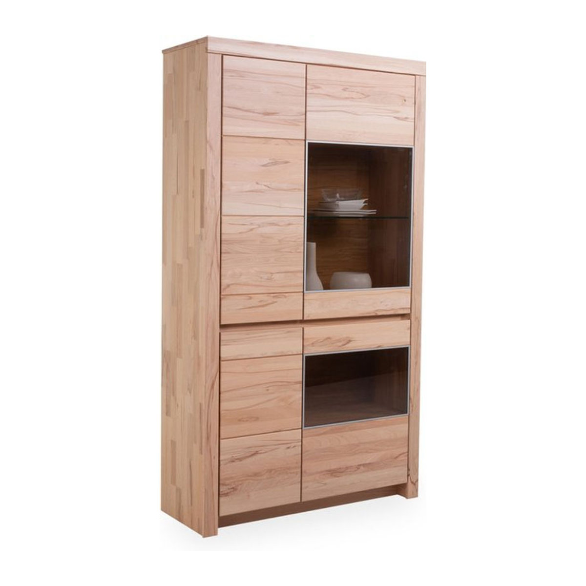 Vitrinenschrank SORAGA von witlake in Eiche Natur aus Massivholz und Glas, modern gestaltet - Bild 1