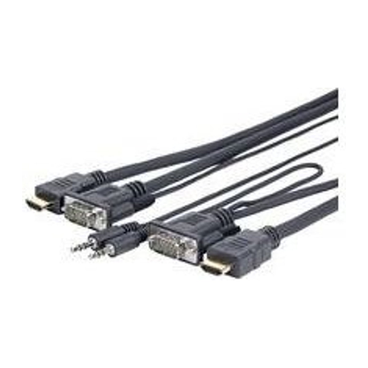 VivoLink Pro HDMI auf VGA Adapterkabel mit Stereo Mini-Klinkenstecker, HDMI männlich zu HD-15 VGA und Stereo Mini-Klinke, Schwarz, Länge: 7 m - Bild 1