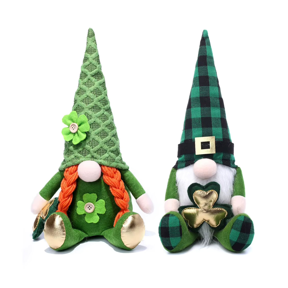 VKTECH Gesichtsloser Zwerg Puppenanhänger in Grün mit Checkered-Muster als St. Patricks Day und Weihnachtsdekoration - Bild 4