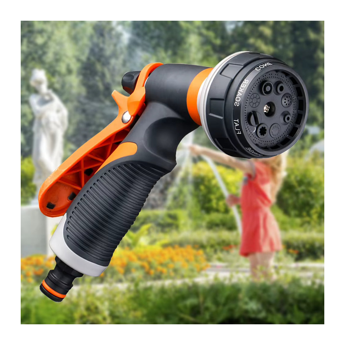 VKTECH Hochdruck Wasserpistole als Spritzpistole für die Gartenbewässerung und Autoreinigung in Grün und Orange - Bild 2