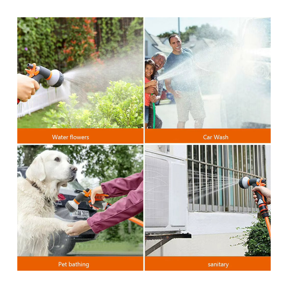 VKTECH Hochdruck Wasserpistole als Spritzpistole für die Gartenbewässerung und Autoreinigung in Grün und Orange - Bild 3