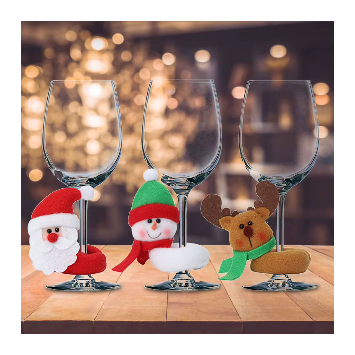 VKTECH Weihnachts Weinbecher-Dekoration mit Ring-Karte in Mehrfarbig - Bild 2