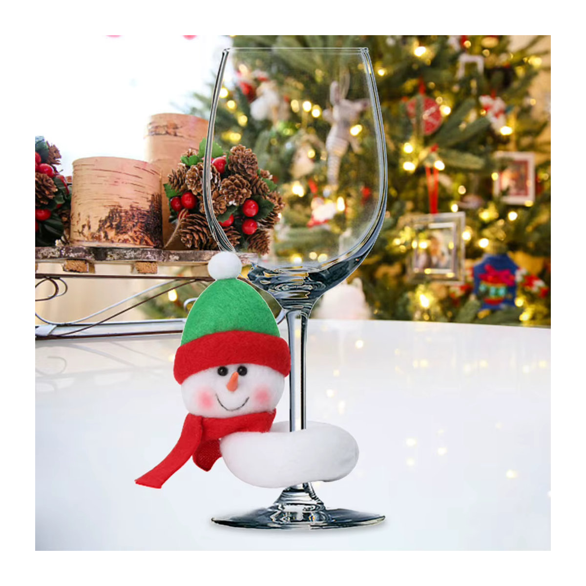 VKTECH Weihnachts Weinbecher-Dekoration mit Ring-Karte in Mehrfarbig - Bild 4