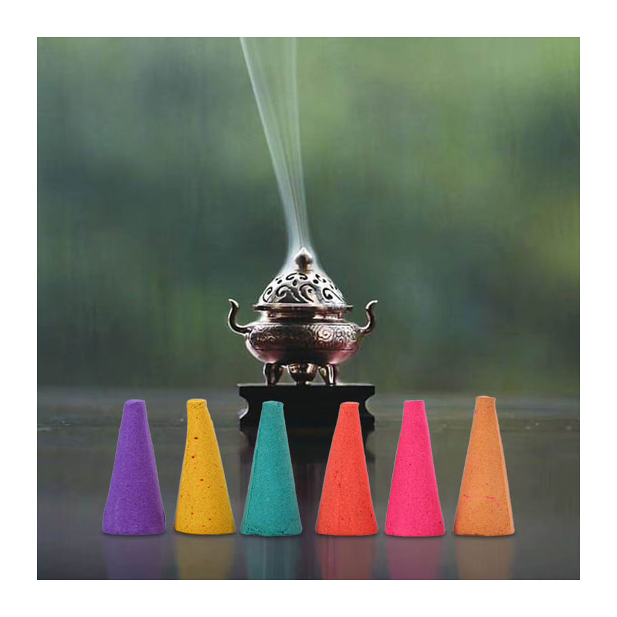 VKTECH Weihrauchkegel Set mit 60 Stück in Mehrfarbig für Yoga und Aromatherapie zur Geruchsentfernung und Entspannung - Bild 3