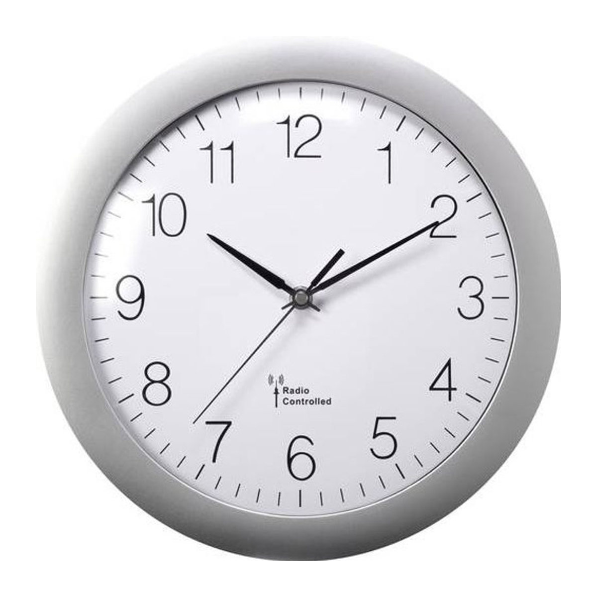Voelkner Selection MXP3601S Funk Wanduhr rund in Silber und Weiß mit Glas, Durchmesser: 30 cm, Tiefe: 5,6 cm - Bild 1