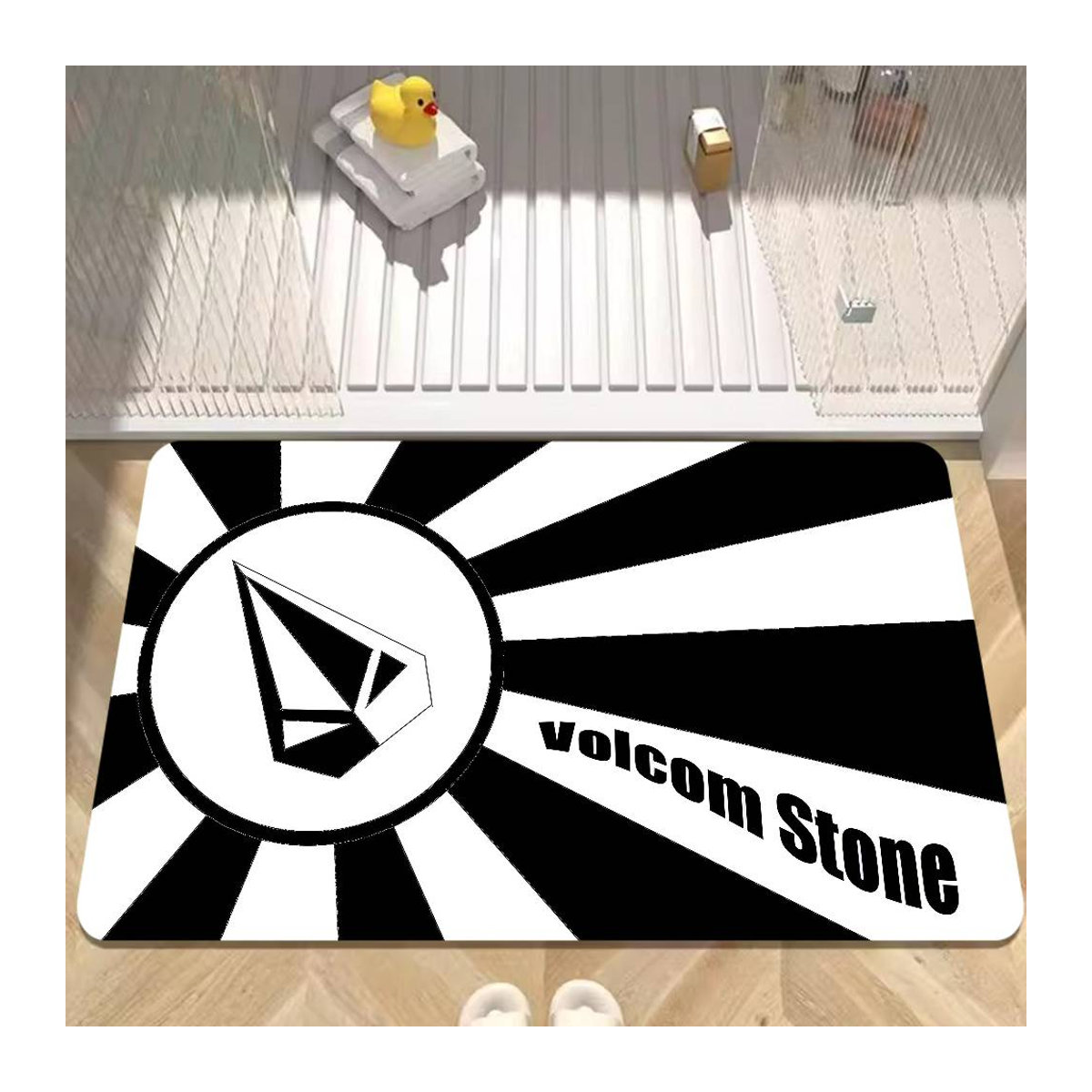 Volcoms Logo Fußmatte aus Vliesstoff in Schwarz-Weiß, B/T: 60 x 40 cm - Bild 2