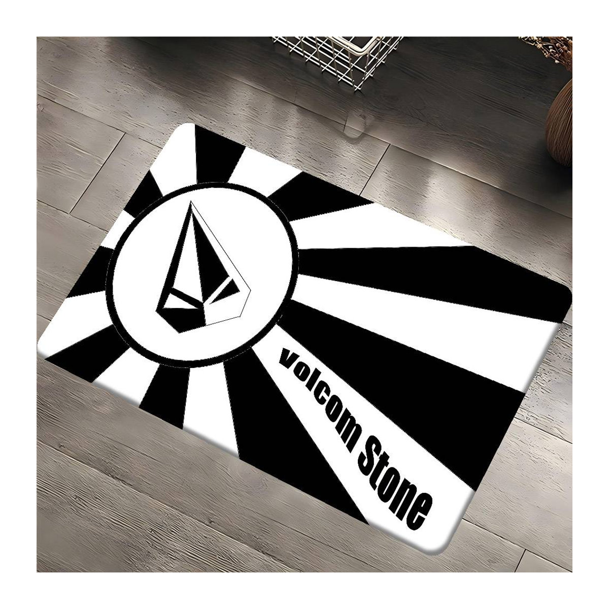 Volcoms Logo Fußmatte aus Vliesstoff in Schwarz-Weiß, B/T: 60 x 40 cm - Bild 3