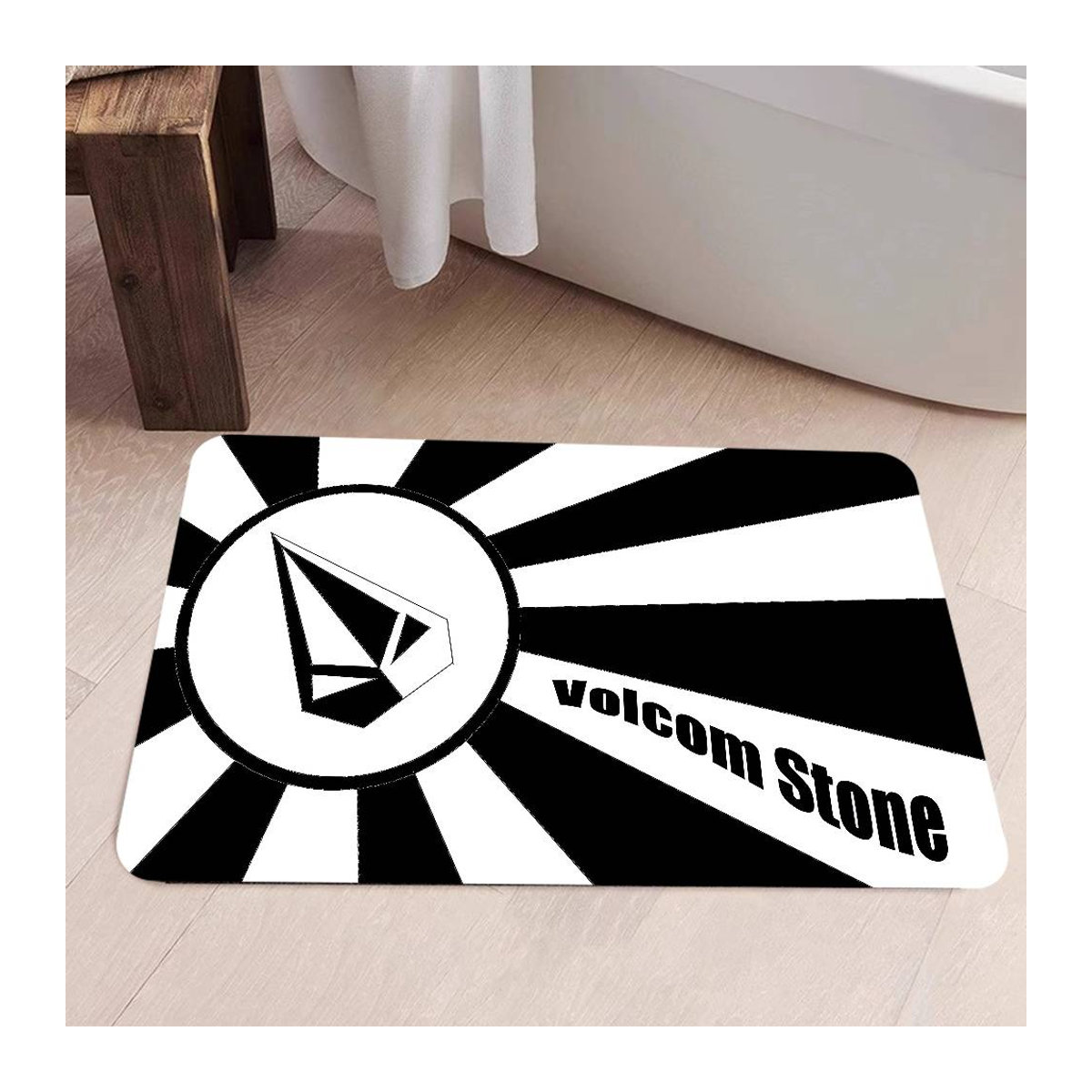 Volcoms Logo Fußmatte aus Vliesstoff in Schwarz-Weiß, B/T: 60 x 40 cm - Bild 5