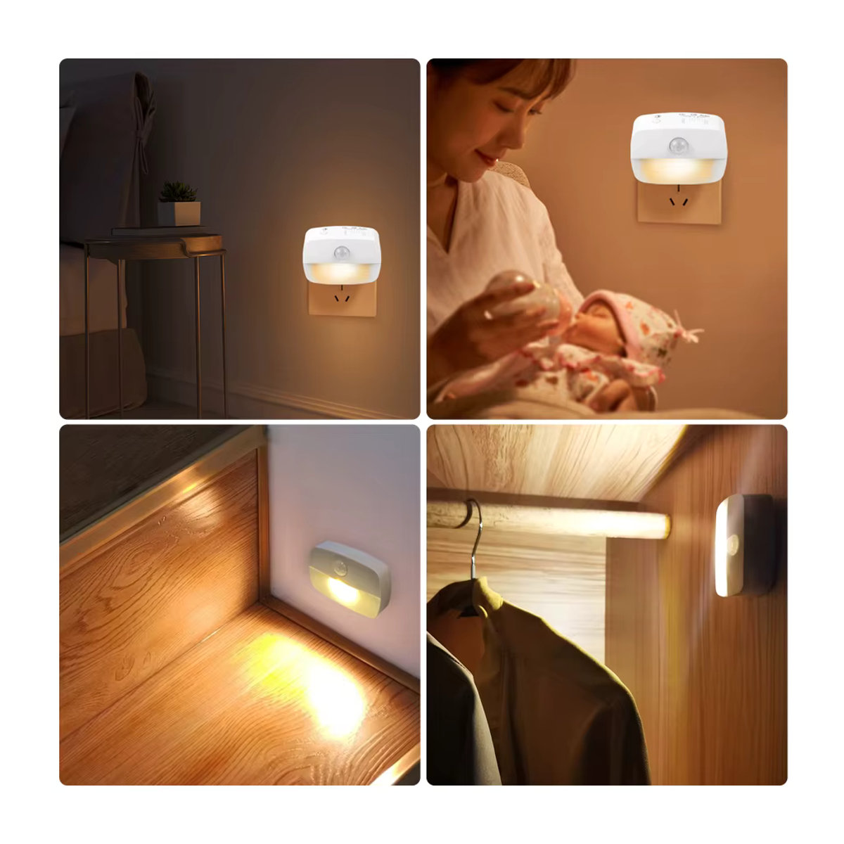 VooVoo Drahtloses LED-Nachtlicht mit Bewegungsmelder in minimalistischem Design für Schlafzimmer, Treppe und Schrank - Bild 3