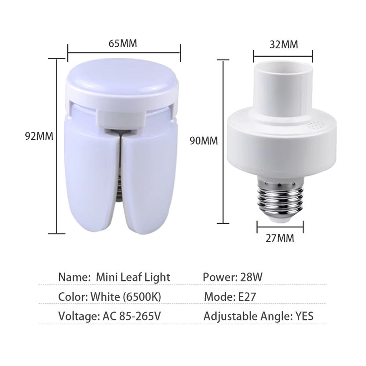 VooVoo Faltbare LED-Ventilatorlampe mit E27 Sockel, 28W, Weiß, Modern mit Fernbedienung und Timing-Funktion - Bild 3